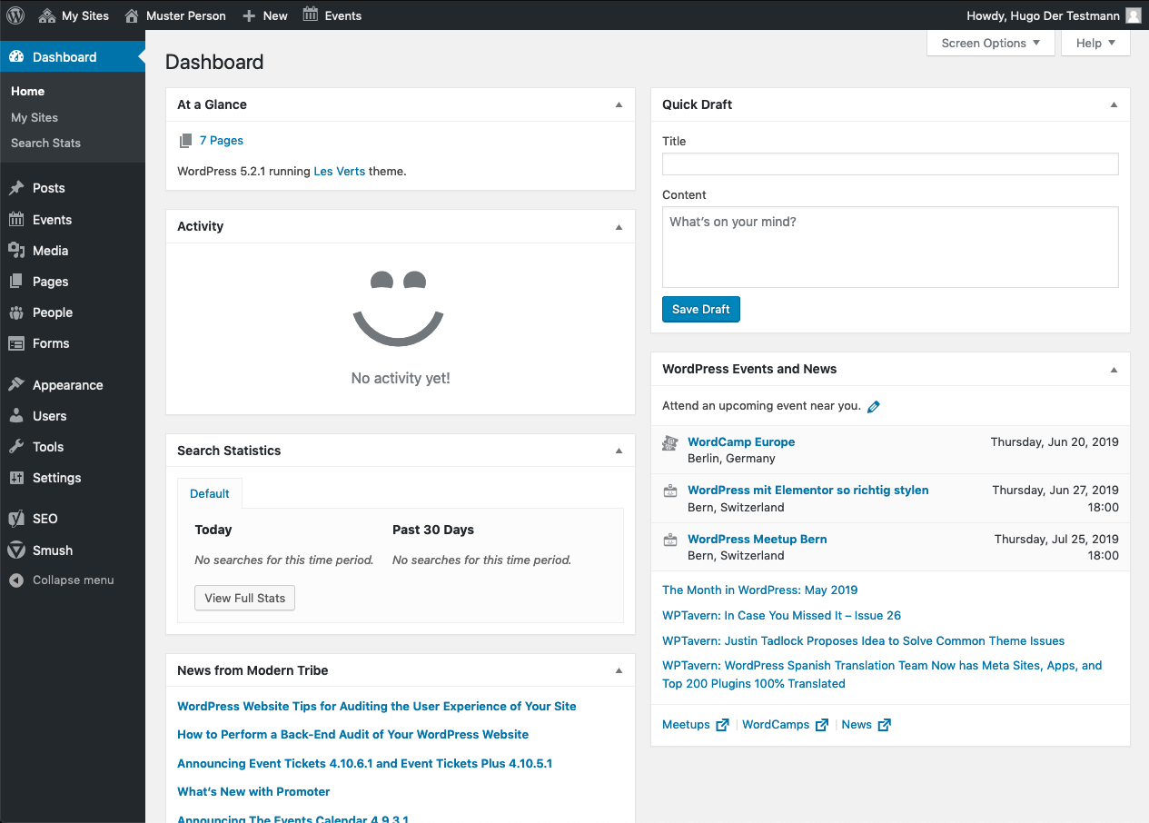 Screenshot des Backends